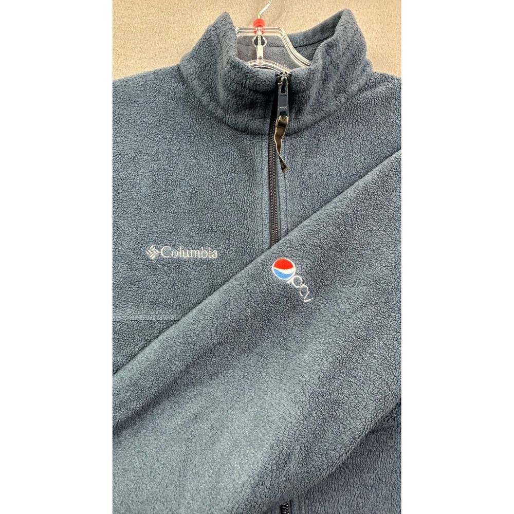 Columbia Men's Full Zip Fleece Jacket Blue Pbv Logo Embroidered Mock Neck Size M